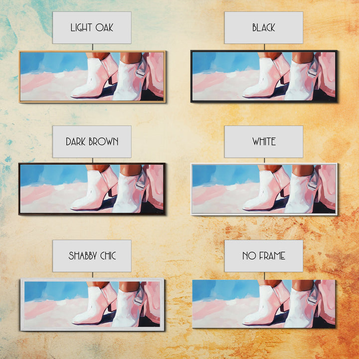 Cowgirl Boots, western art, black cowgirl painting, pink wall art, rustic decor, minimalist art, light pink wall art, canvas print