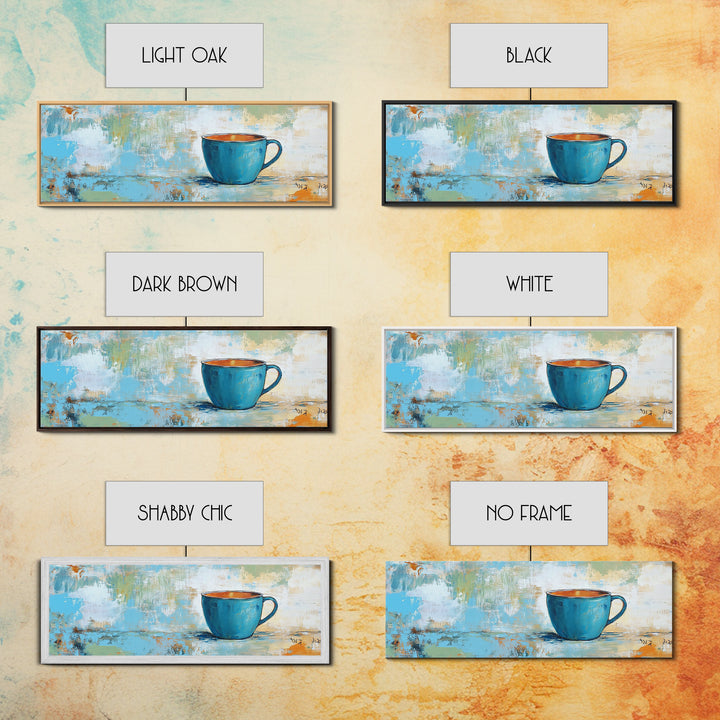 Blue Cup, coffee wall art, kitchen decor, rustic wall art, teal wall art, farmhouse art, Canvas Print, gift idea for her