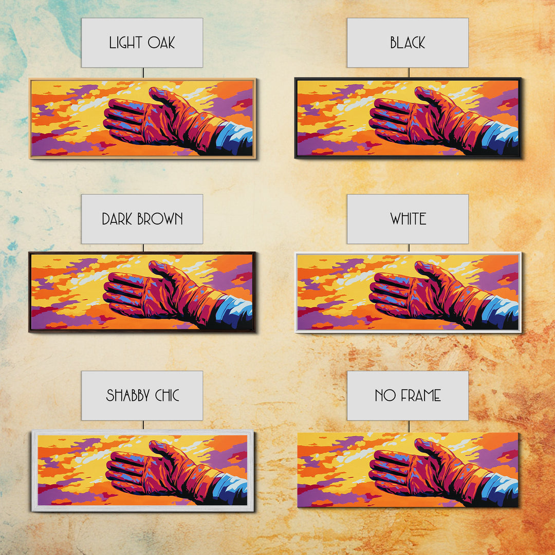 Vibrant Leather Glove Art, Canvas Print, Pink Orange Wall Art, Southwest Wall Art, Whimsical Art, Extra Wide Art, Rustic Decor