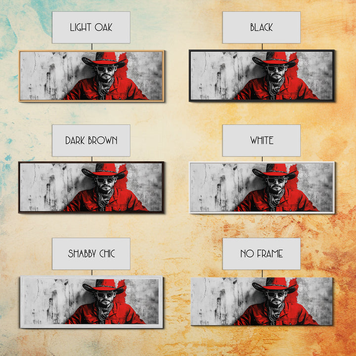 Cowboy Portrait, Rustic Art, Cowboy Painting, Western Wall Art, Extra Wide Art, Framed Canvas Print, Gift Idea, Panoramic Art