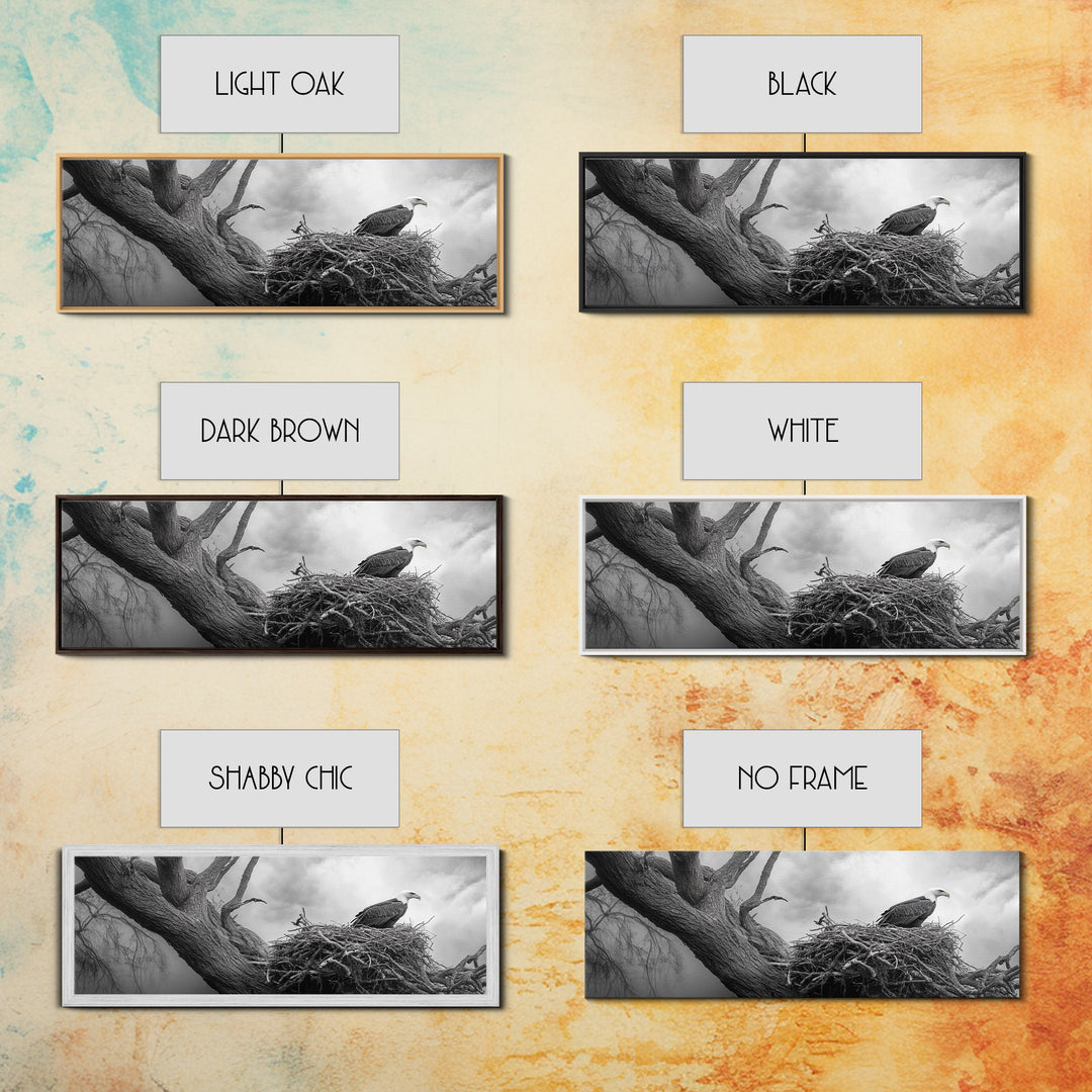 Bald Eagle Nest, Wildlife Art, Nature Photography, Moody Art, Rustic Decor, Horizontal Wall Art, Framed Canvas Print, Bedroom Art