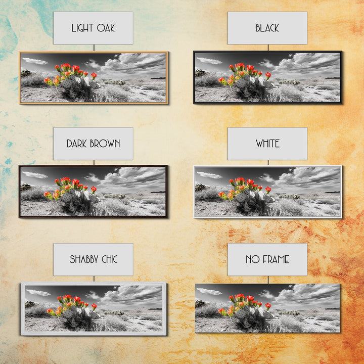 Cactus Blooms, Desert Art, Southwest Wall Art, Botanical Prints, Wildflower Painting, Extra Wide Art, Framed Canvas Print