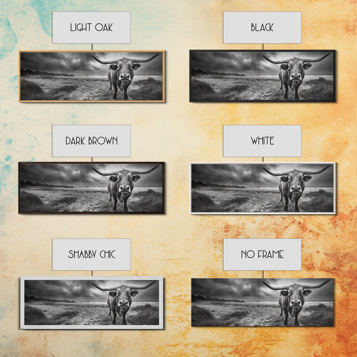 Bull on Beach, bull and bear art, moody art, coastal cowgirl wall art, dark romance painting, farmhouse art, framed canvas print