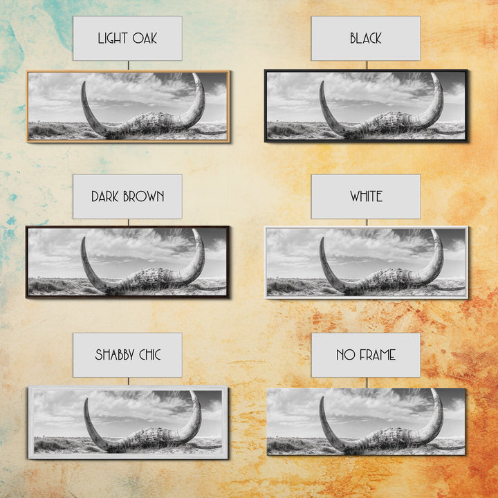 Bull Horns, bull and bear art, rustic art, dark romance painting, wabi sabi wall art, minimalist art, framed canvas print