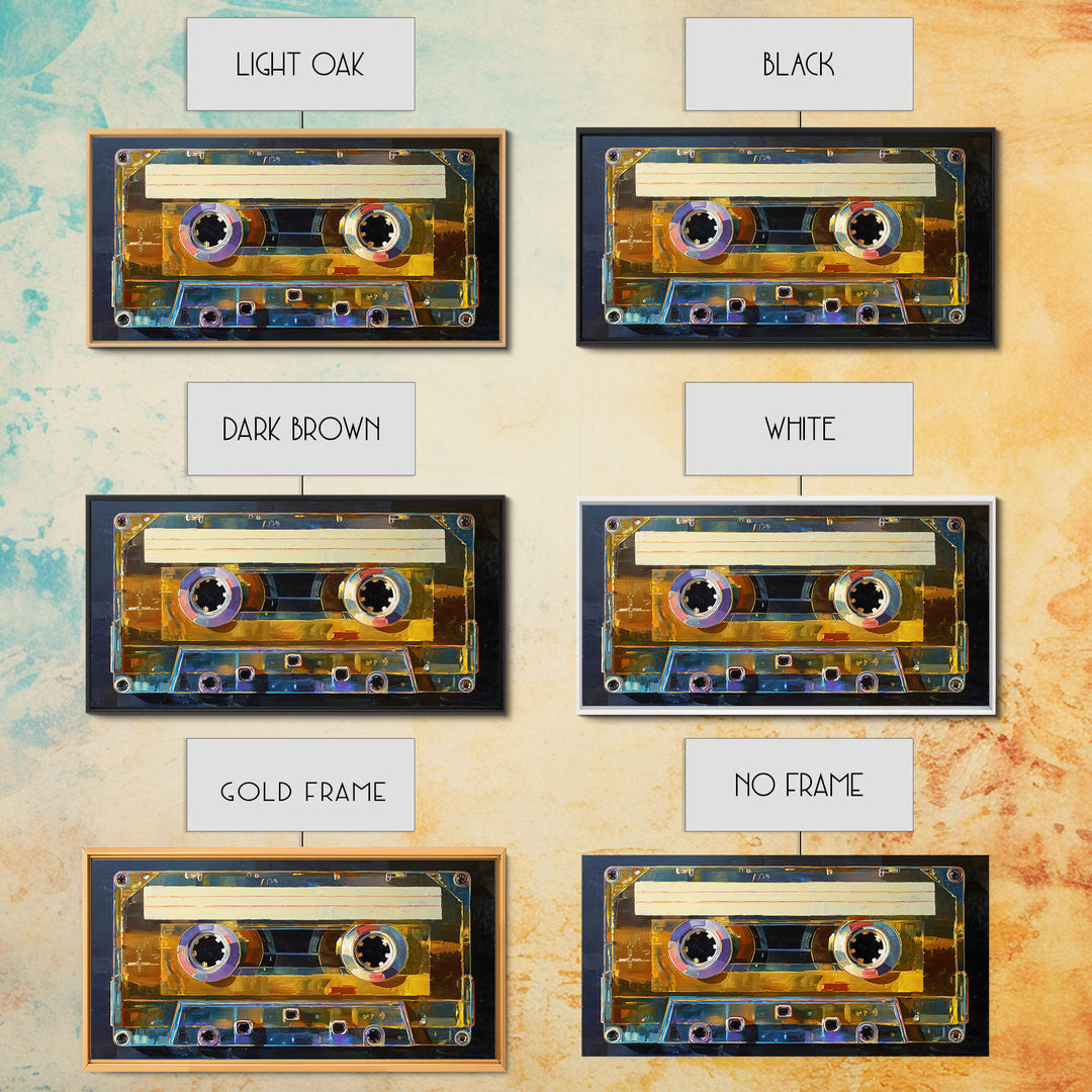 Retro Cassette Tape Framed Canvas Print, Recording Studio Art, Music Wall Art, Studio Decor, Fine Art, Analog, Musician Posters, RSA-2x1-55