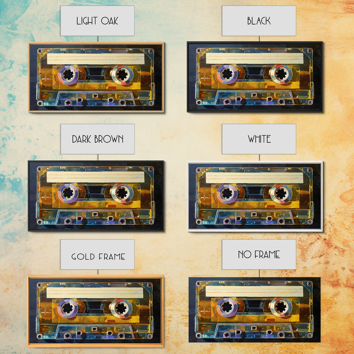 Retro Cassette Tape Framed Canvas Print, Recording Studio Art, Music Wall Art, Studio Decor, Fine Art, Analog, Musician Posters, RSA-2x1-55