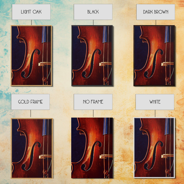 Cello Curve Closeup Framed Canvas Print, Recording Studio Art, Music Room Decor, Studio Decor, Fine Art, Analog, RSA-2x3-52