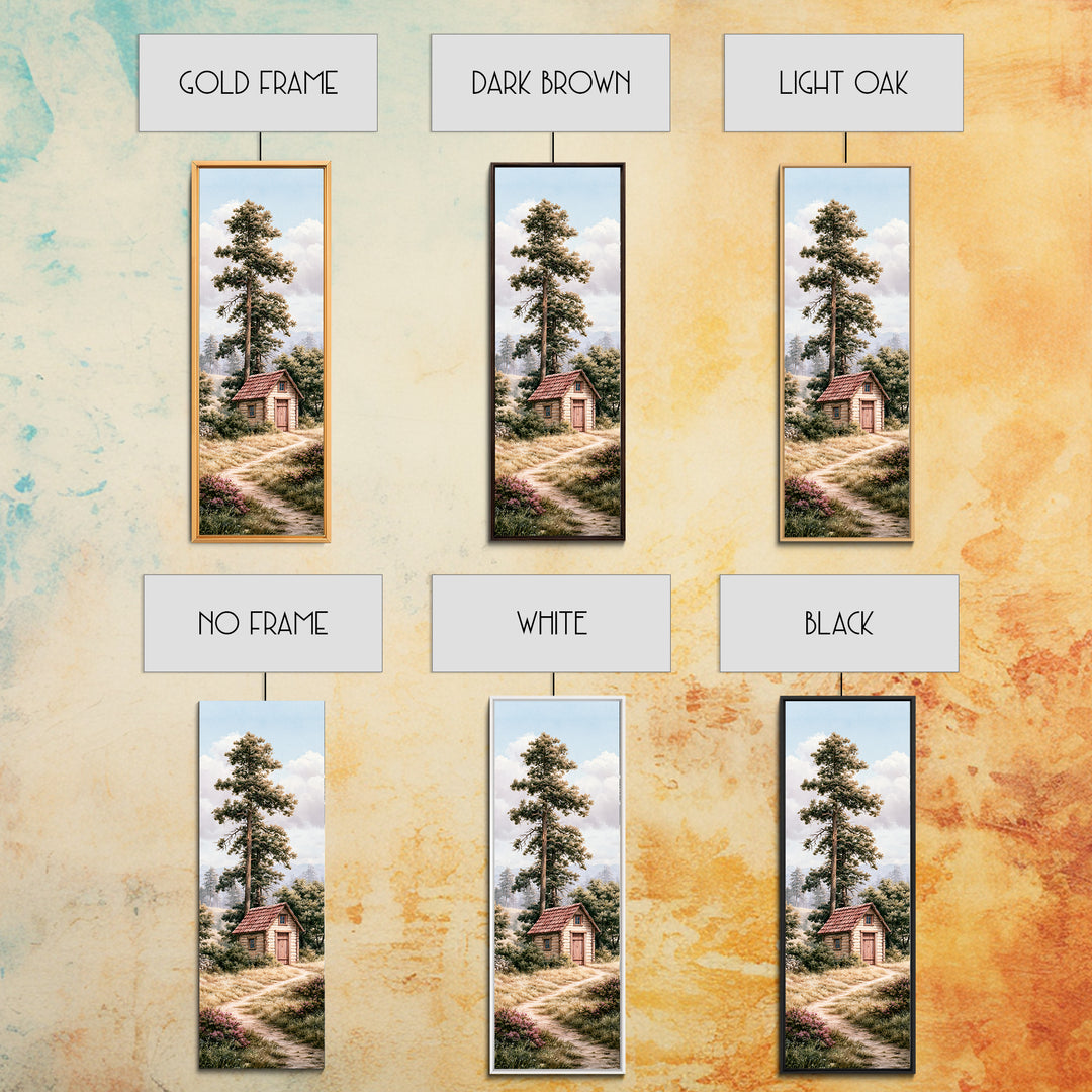 Mountain Cabin Landscape Canvas Print, Rustic Art, Printable Wall Art, Farmhouse Decor, Oil Painting, Rustic, Wood Art, RUS-1x3-39
