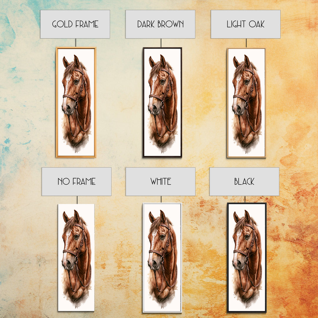 Brown Horse Portrait Canvas Print, Rustic Art, Modern Art, Farmhouse Decor, Fine Art, Rustic, Neutral Decor, Modern Decor, RUS-1x3-89