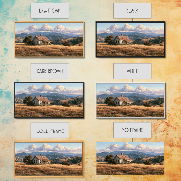 Mountain Cabin Landscape Canvas Print, Rustic Art, Farmhouse Wall Art, Farmhouse Decor, Fine Art, Rustic, Statement Artwork, RUS-2x1-71