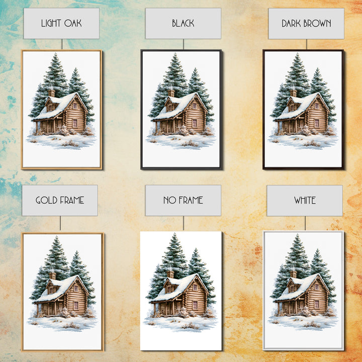 Log Cabin with Snowy Pines Canvas Print, Rustic Art, Luxury Decor, Farmhouse Decor, Fine Art, Rustic, Printable Wall Art, RUS-2x3-23