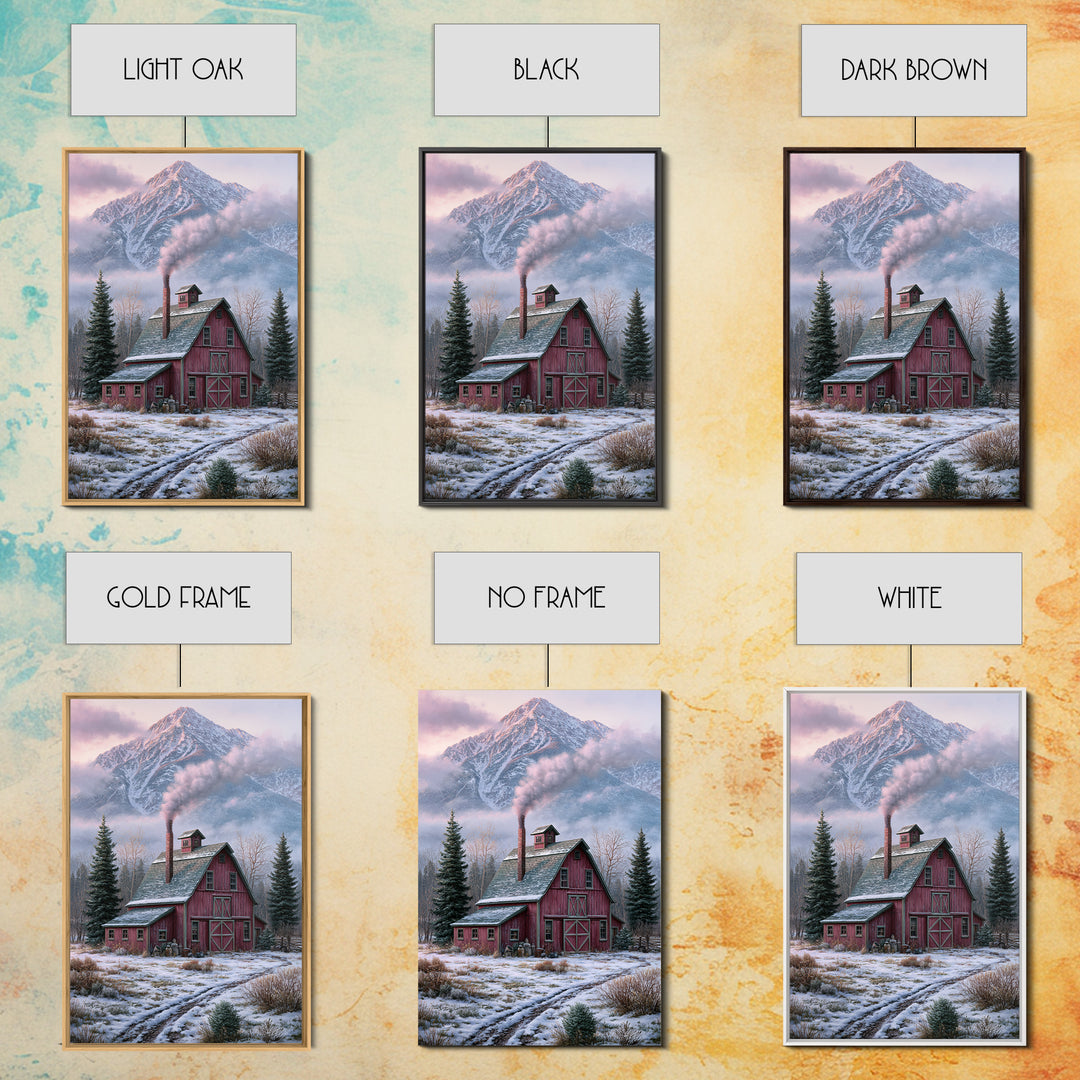 Winter Mountain Scene Canvas Print, Rustic Art, Fine Art Print, Farmhouse Decor, Fine Art, Rustic, Painting, Digital Prints, RUS-2x3-31