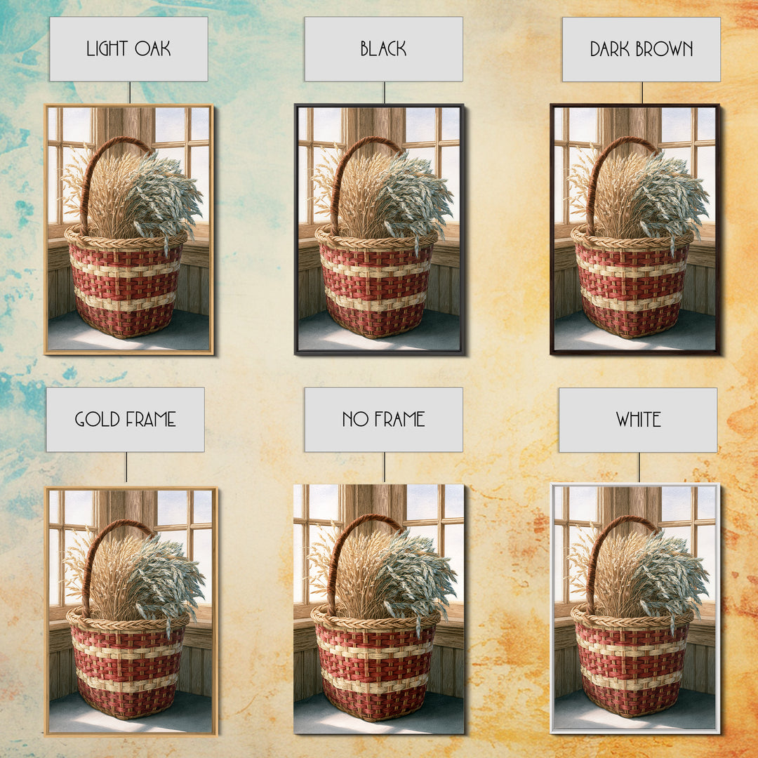 Handwoven Basket with Dried Grasses Canvas Print, Rustic Art, Landscape Wall Art, Farmhouse Decor, Rustic, Luxury Decor, RUS-2x3-32
