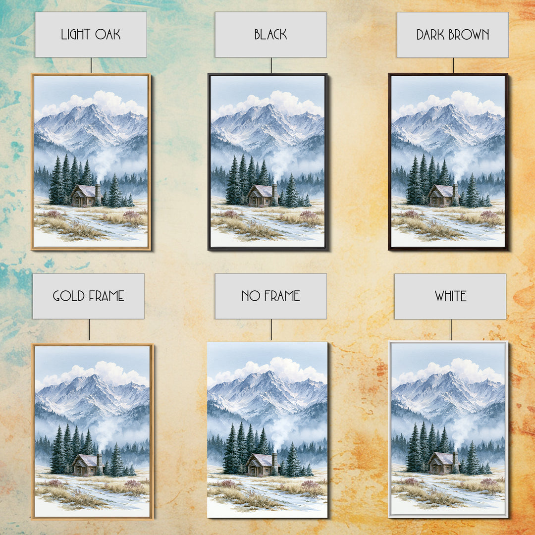 Winter Mountain Scene Canvas Print, Rustic Art, Farmhouse Wall Art, Farmhouse Decor, Fine Art, Rustic, Statement Artwork, RUS-2x3-7