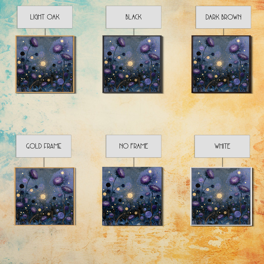 Cosmic Garden with Planets as Flowers Canvas Print, Space Art, Boho Decor, Spa Decor, Fine Art, Serenity, Painting, Posters, SAR-1x1-13