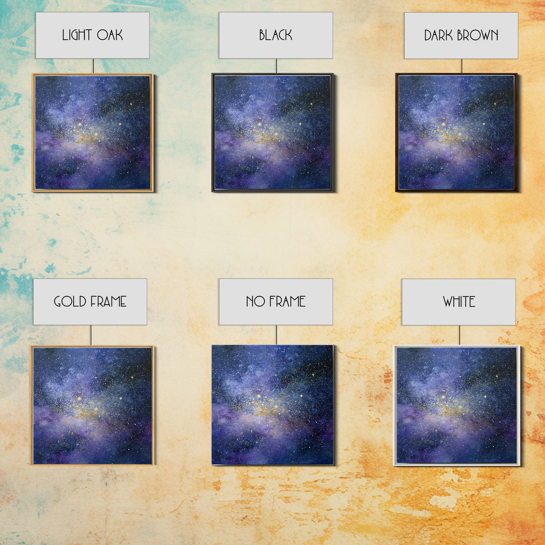 Distant Star Cluster Framed Canvas Print, Space Art, Digital Art, Spa Decor, Serenity, Modern Wall Art, Living Room Wall Art, SAR-1x1-44