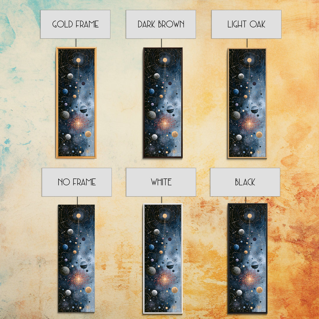 Cosmic Garden with Planets as Flowers Canvas Print, Space Art, Home Decor, Spa Decor, Fine Art, Serenity, Wall Art Prints, SAR-1x3-97