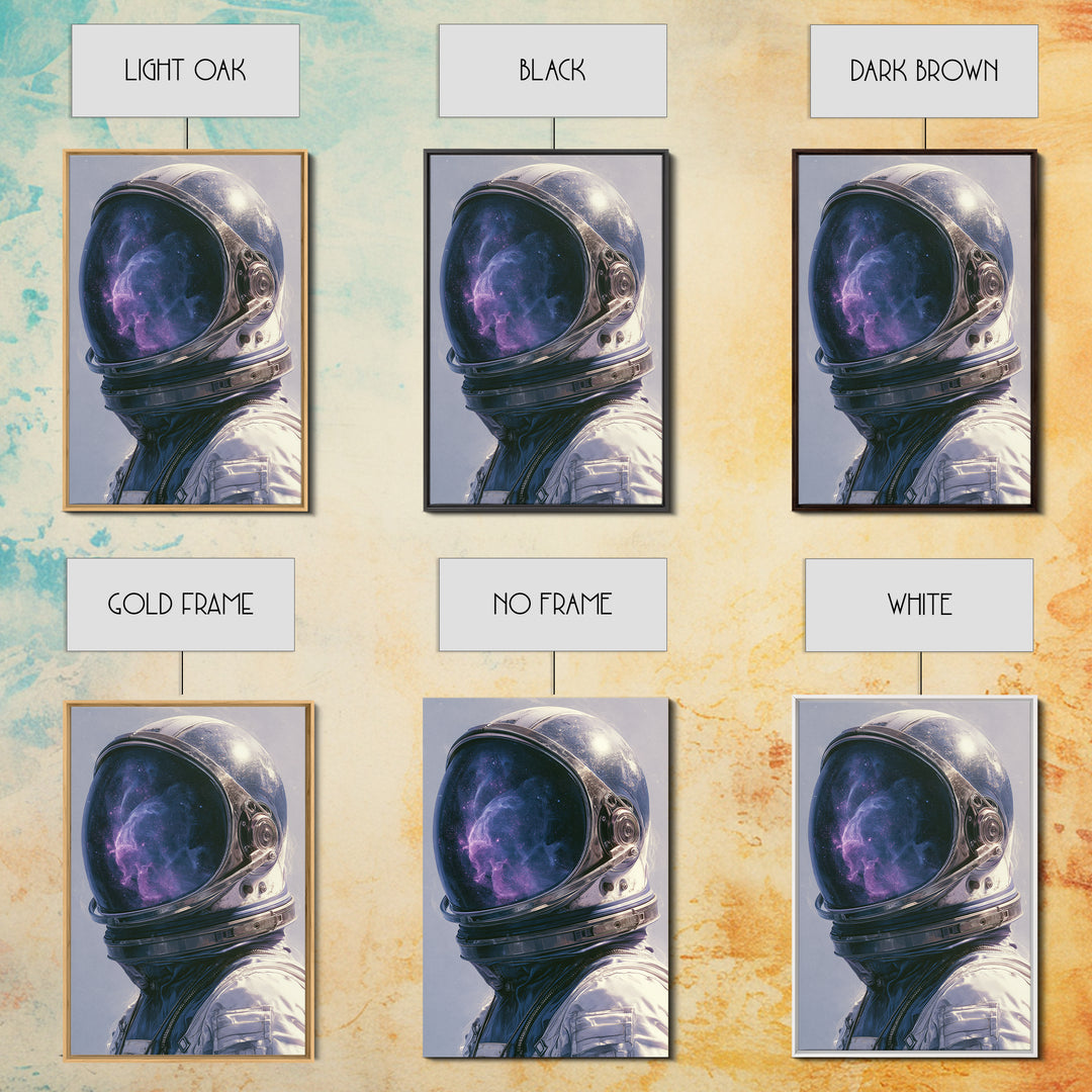 Astronaut Helmet Reflecting a Nebula Framed Canvas Print, Space Art, Contemporary Art, Spa Decor, Fine Art, Serenity, SAR-2x3-24