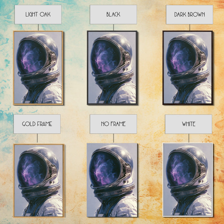 Astronaut Helmet Reflecting a Nebula Framed Canvas Print, Space Art, Contemporary Art, Spa Decor, Fine Art, Serenity, SAR-2x3-24