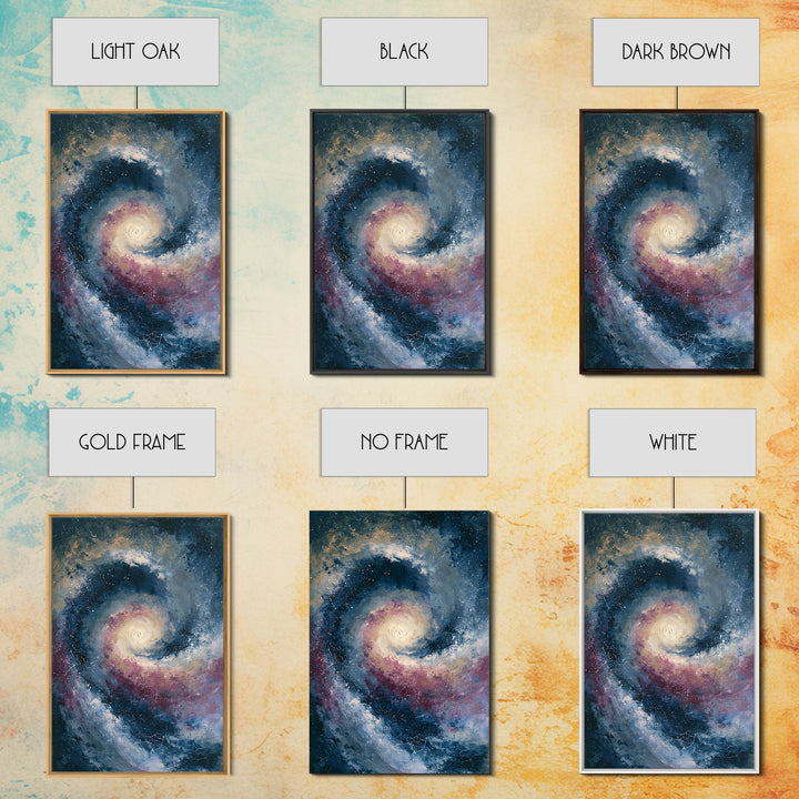 Galaxy Spiral in Jewel Tone Paint Canvas Print, Space Art, Custom Art, Spa Decor, Fine Art, Serenity, Contemporary Art, SAR-2x3-71
