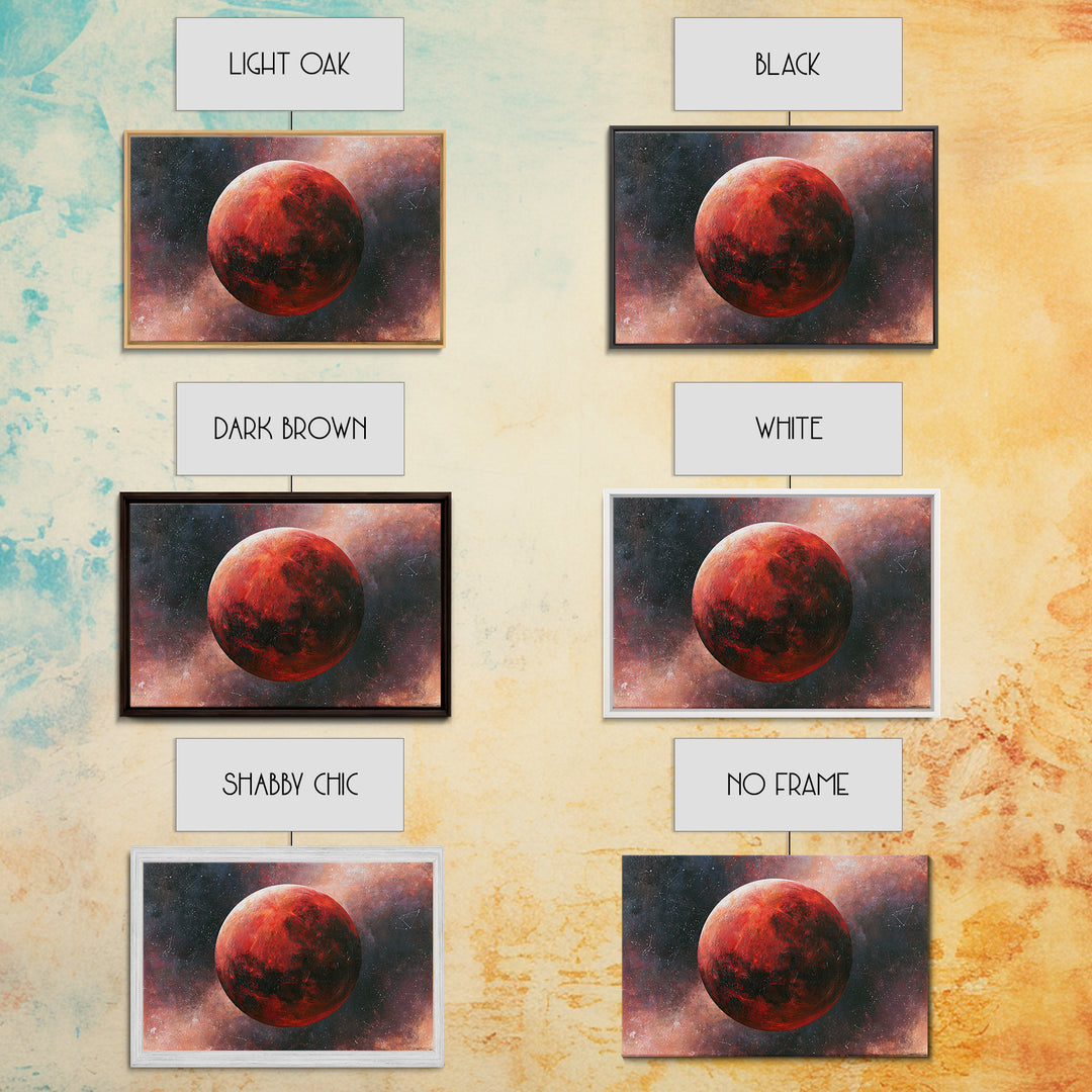 Lunar Eclipse in Deep Red Tones Framed Canvas Print, Space Art, Fine Art Print, Spa Decor, Fine Art, Serenity, Wall Decor, SAR-3x2-63