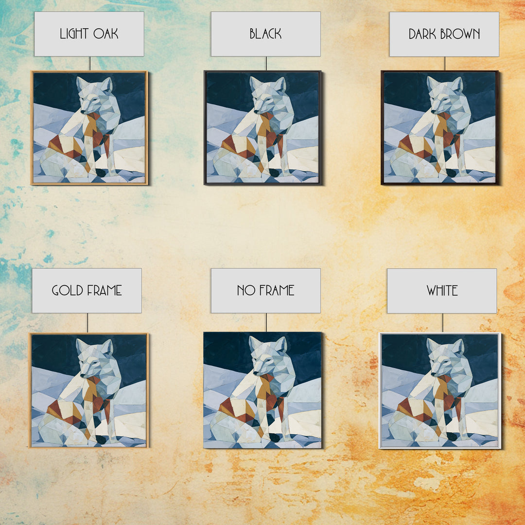 White Fox in Quiet Snow Canvas Print, Scandinavian Art, Boho Wall Art, Living Room Decor, Fine Art, Nordic, Modern Decor, SCA-1x1-60