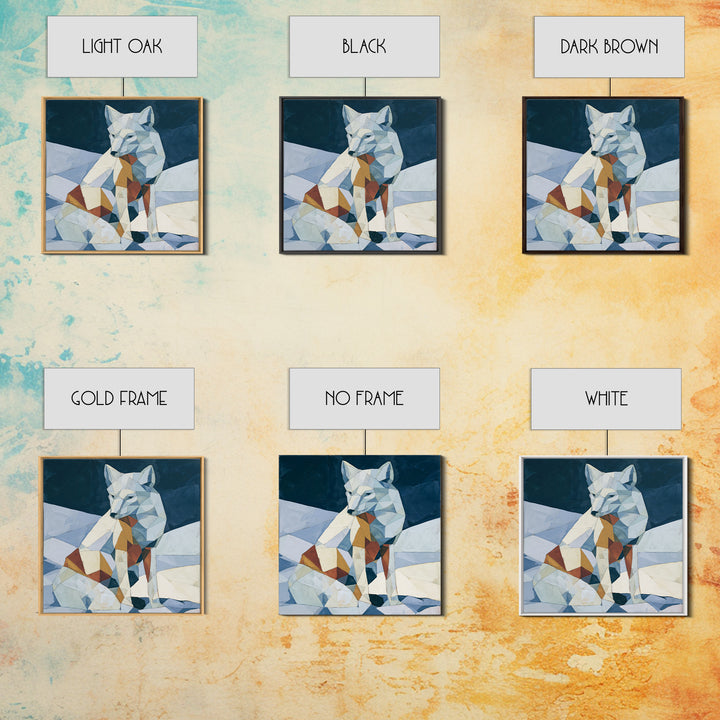 White Fox in Quiet Snow Canvas Print, Scandinavian Art, Boho Wall Art, Living Room Decor, Fine Art, Nordic, Modern Decor, SCA-1x1-60