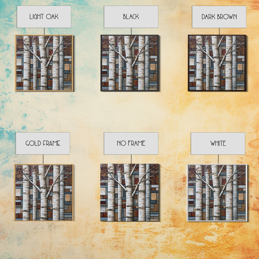 Birch Tree Trunks Canvas Print, Scandinavian Art, Minimalist Decor, Living Room Decor, Fine Art, Nordic, Oil Painting, SCA-1x1-9