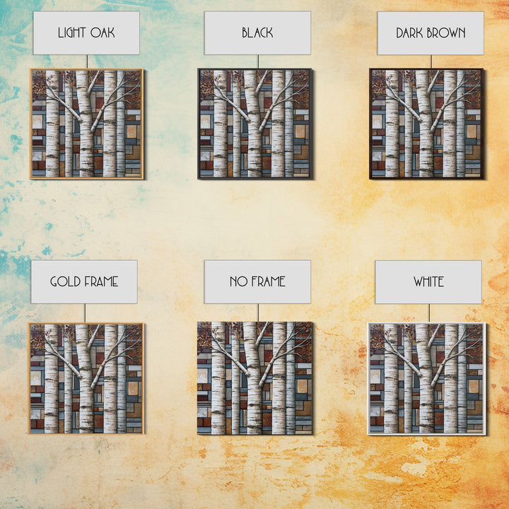 Birch Tree Trunks Canvas Print, Scandinavian Art, Minimalist Decor, Living Room Decor, Fine Art, Nordic, Oil Painting, SCA-1x1-9