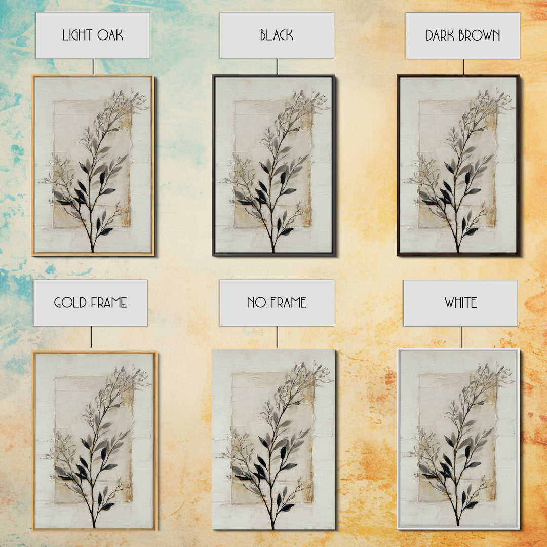 Single Black Branch on Warm White Background Canvas Print, Scandinavian Art, Gallery Decor, Living Room Decor, Nordic, SCA-2x3-28