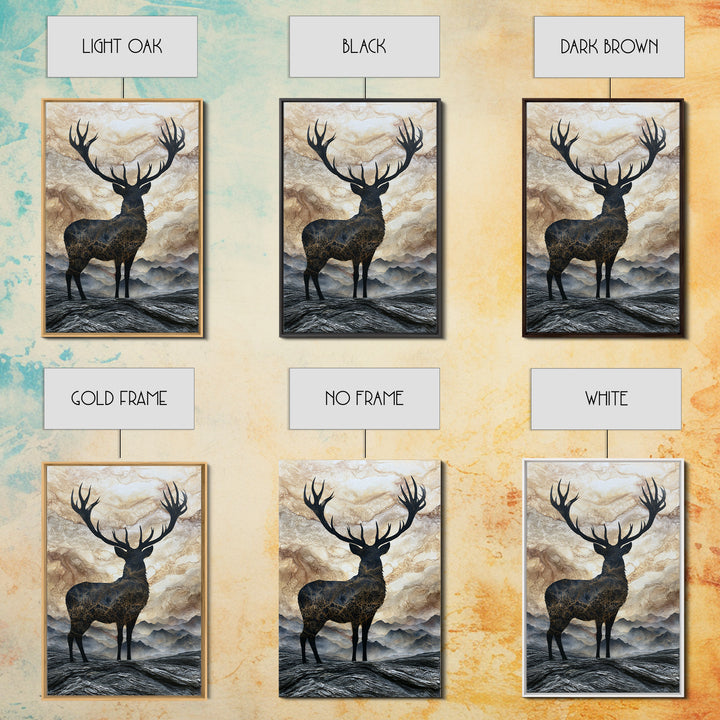 Reindeer Silhouette in Snowy Landscape Canvas Print, Scandinavian Art, Digital Wall Art, Living Room Decor, Nordic, SCA-2x3-38