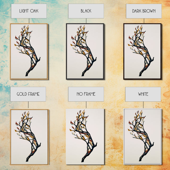 Single Black Branch on Warm White Background Canvas Print, Scandinavian Art, Mid Century Modern, Living Room Decor, Nordic, SCA-2x3-4