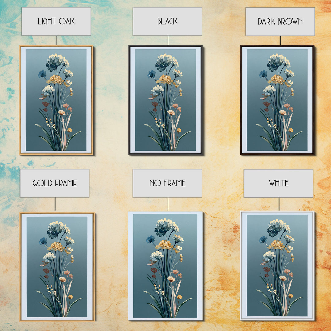 Minimal Meadow Flowers Framed Canvas Print, Scandinavian Art, Printable Wall Art, Living Room Decor, Fine Art, Nordic, SCA-2x3-42