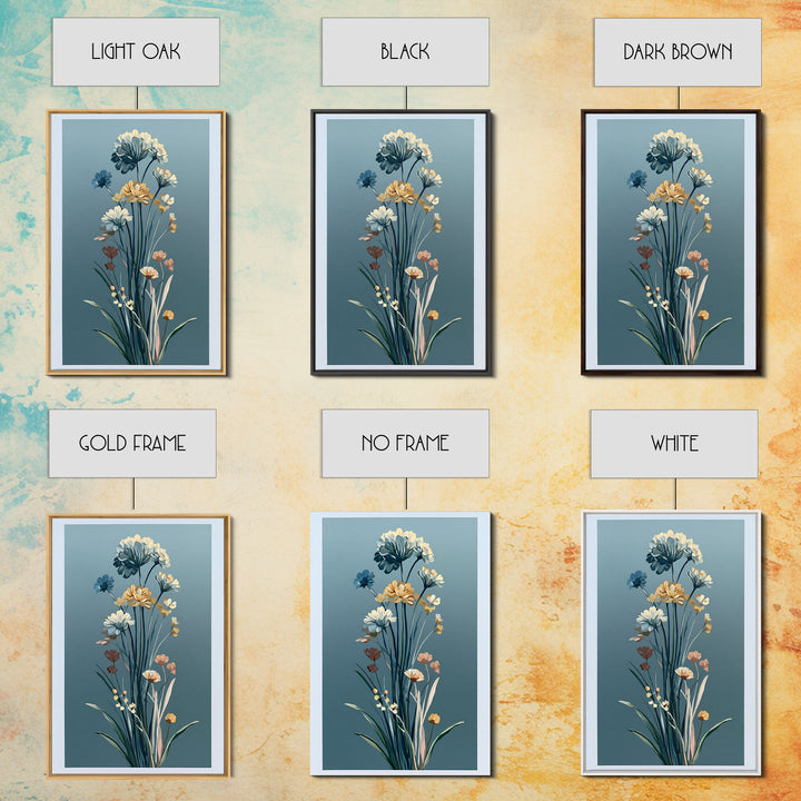 Minimal Meadow Flowers Framed Canvas Print, Scandinavian Art, Printable Wall Art, Living Room Decor, Fine Art, Nordic, SCA-2x3-42