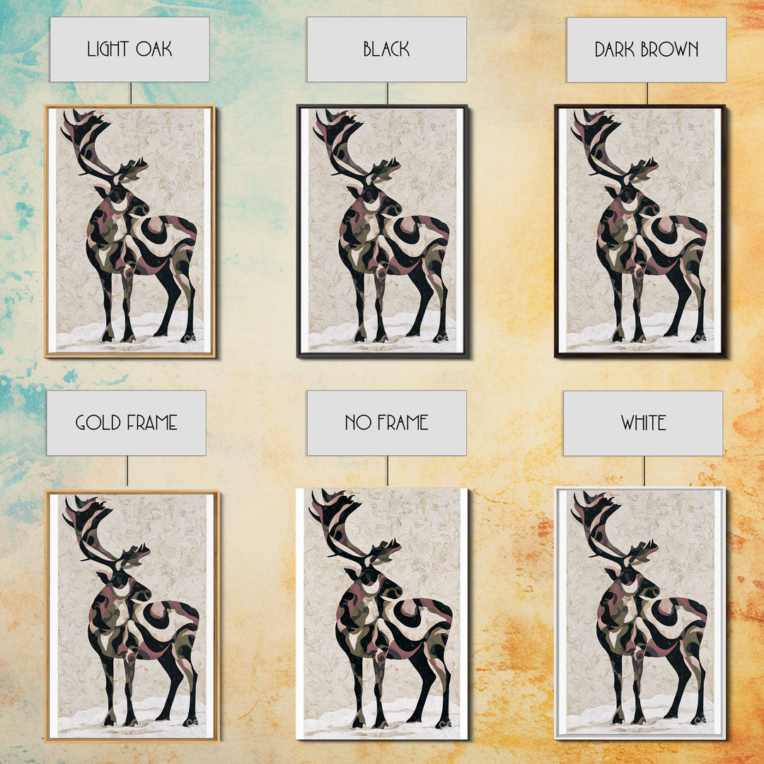 Reindeer Silhouette in Snowy Landscape Canvas Print, Scandinavian Art, Farmhouse Decor, Living Room Decor, Fine Art, Nordic, SCA-2x3-62