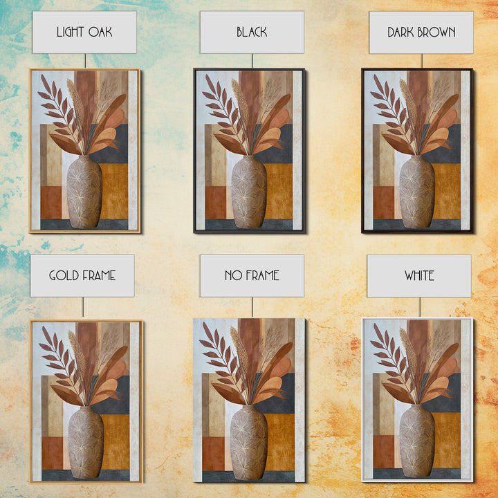 Ceramic Vase with Dried Grasses Framed Canvas Print, Scandinavian Art, Living Room Wall Art, Living Room Decor, Nordic, SCA-2x3-69