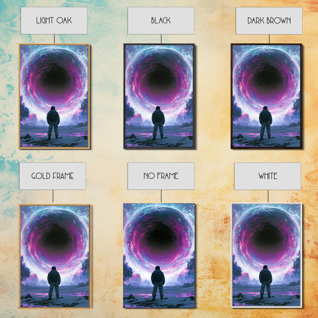 Wormhole Opening over Barren Landscape Framed Canvas Print, Scifi Art, Digital Art, Living Room Decor, Oil Painting, Orbit, SCI-2x3-25
