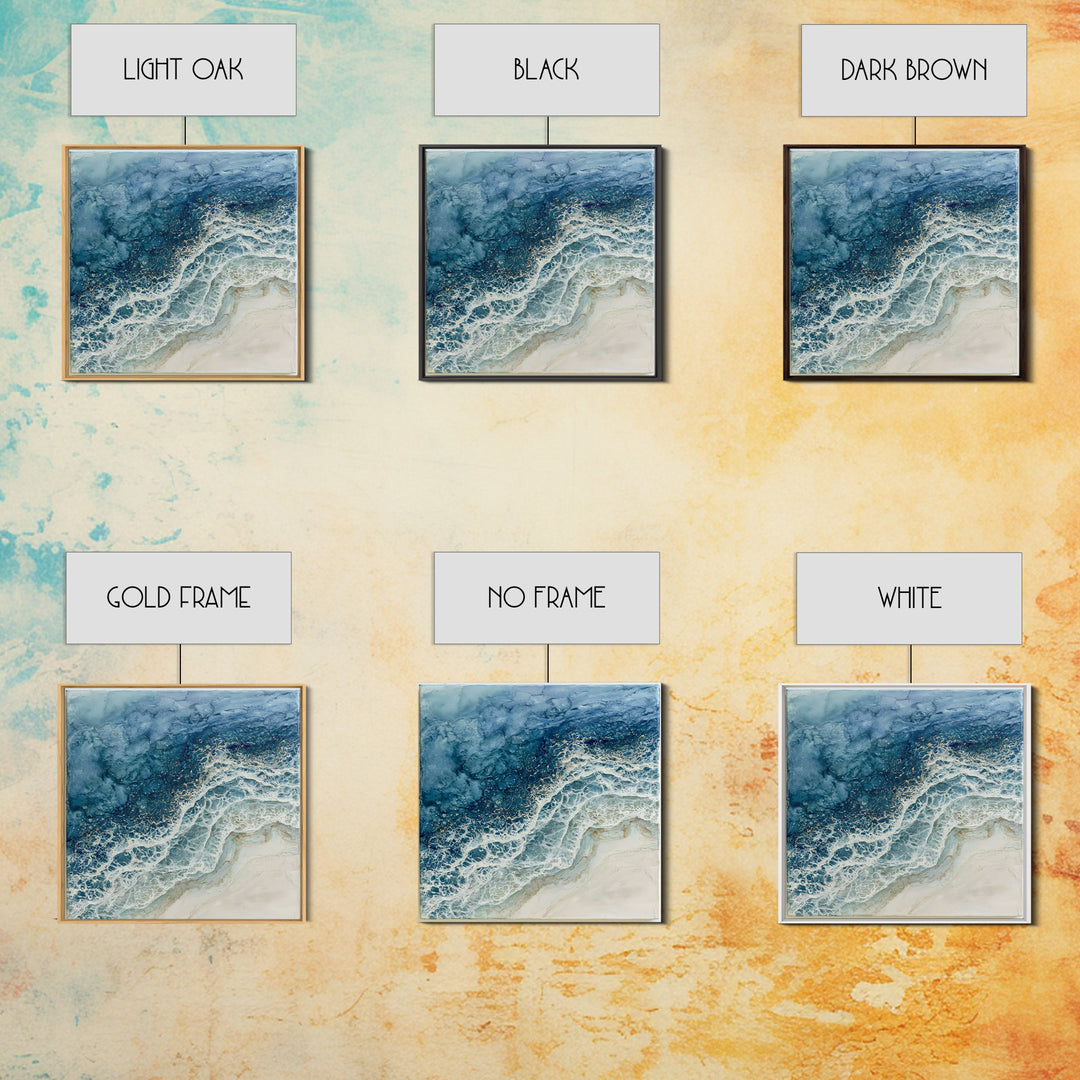 Ocean Foam Patterns from Above Canvas Print, Seascape Art, Wall Art Print, Coastal Decor, Watercolor Art, Seascape, SEA-1x1-60
