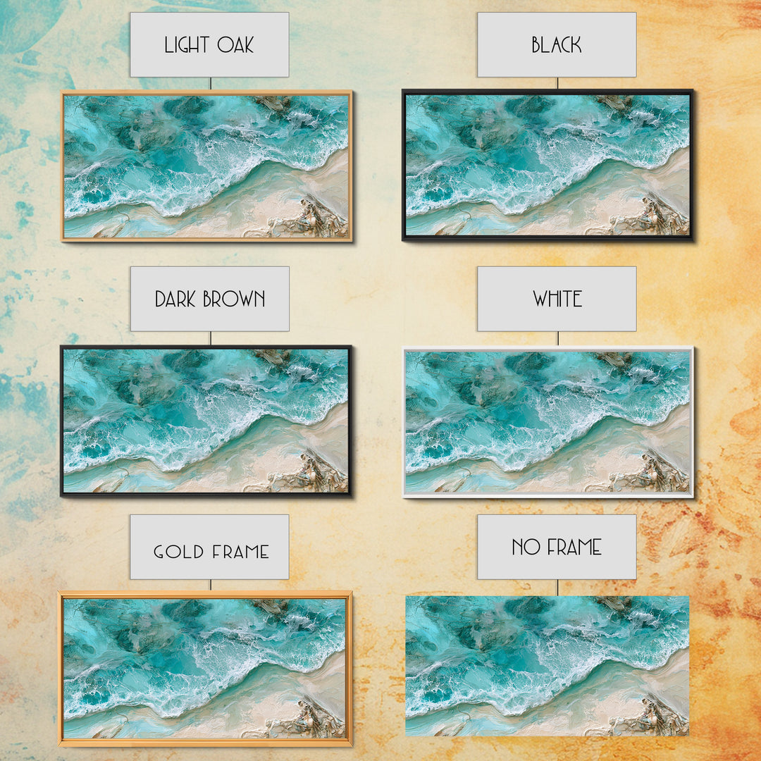 Aerial Reef Water Canvas Print, Seascape Art, Digital Wall Art, Coastal Decor, Watercolor Art, Seascape, Wall Art Print, SEA-2x1-68
