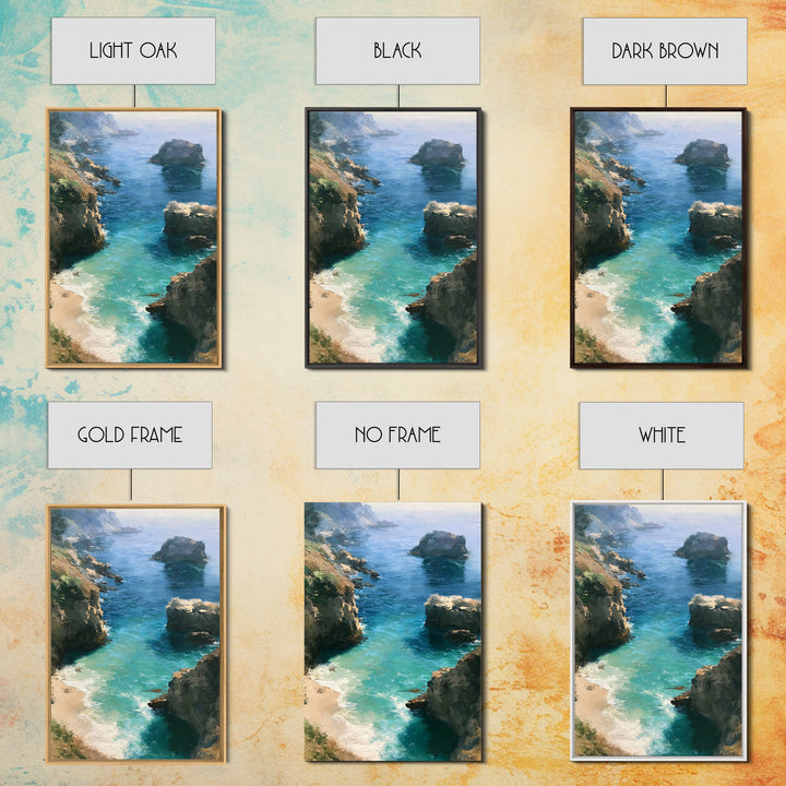 Coastal Cove with Turquoise Water Framed Canvas Print, Seascape Art, Wall Art, Coastal Decor, Abstract Art, Seascape, SEA-2x3-47