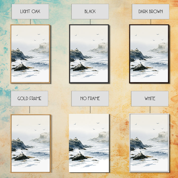 Misty Sea Cliffs Canvas Print, Seascape Art, Large Wall Art, Coastal Decor, Seascape, Watercolor Painting, Bedroom Wall Art, SEA-2x3-61
