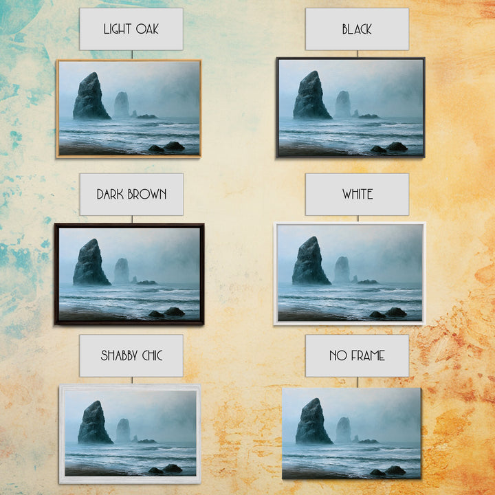 Sea Stack Rocks Framed Canvas Print, Seascape Art, Room Decor, Coastal Decor, Oil Painting, Seascape, Digital Wall Art, SEA-3x2-47