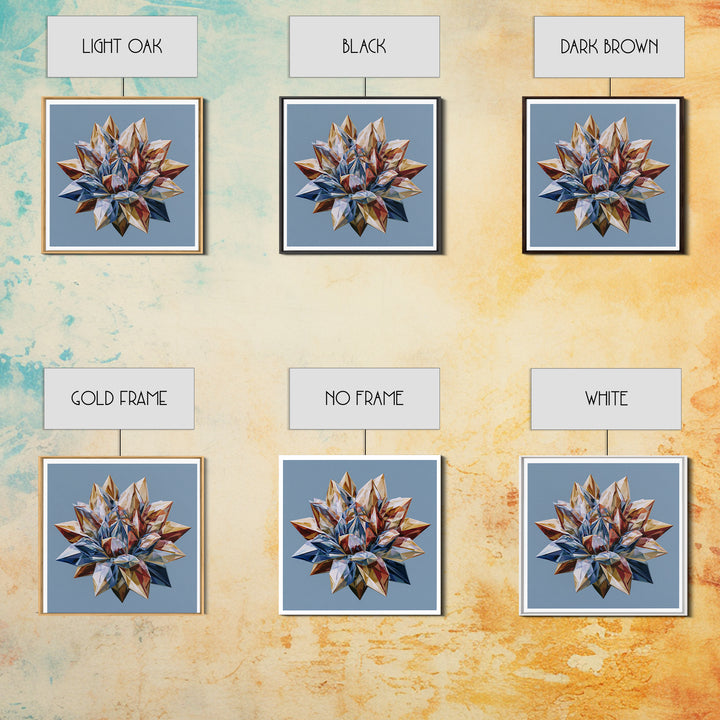 Crystal Lotus Arrangement Framed Canvas Print, Sacred Geometry Art, Living Room Decor, Fine Art, Geometry, Mandala Wall Art, SGA-1x1-44