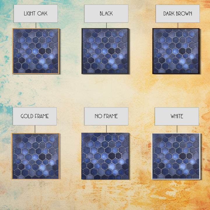 Hexagon Honeycomb Pattern Framed Canvas Print, Sacred Geometry Art, Textured Painting, Living Room Decor, Fine Art, Geometry, SGA-1x1-88