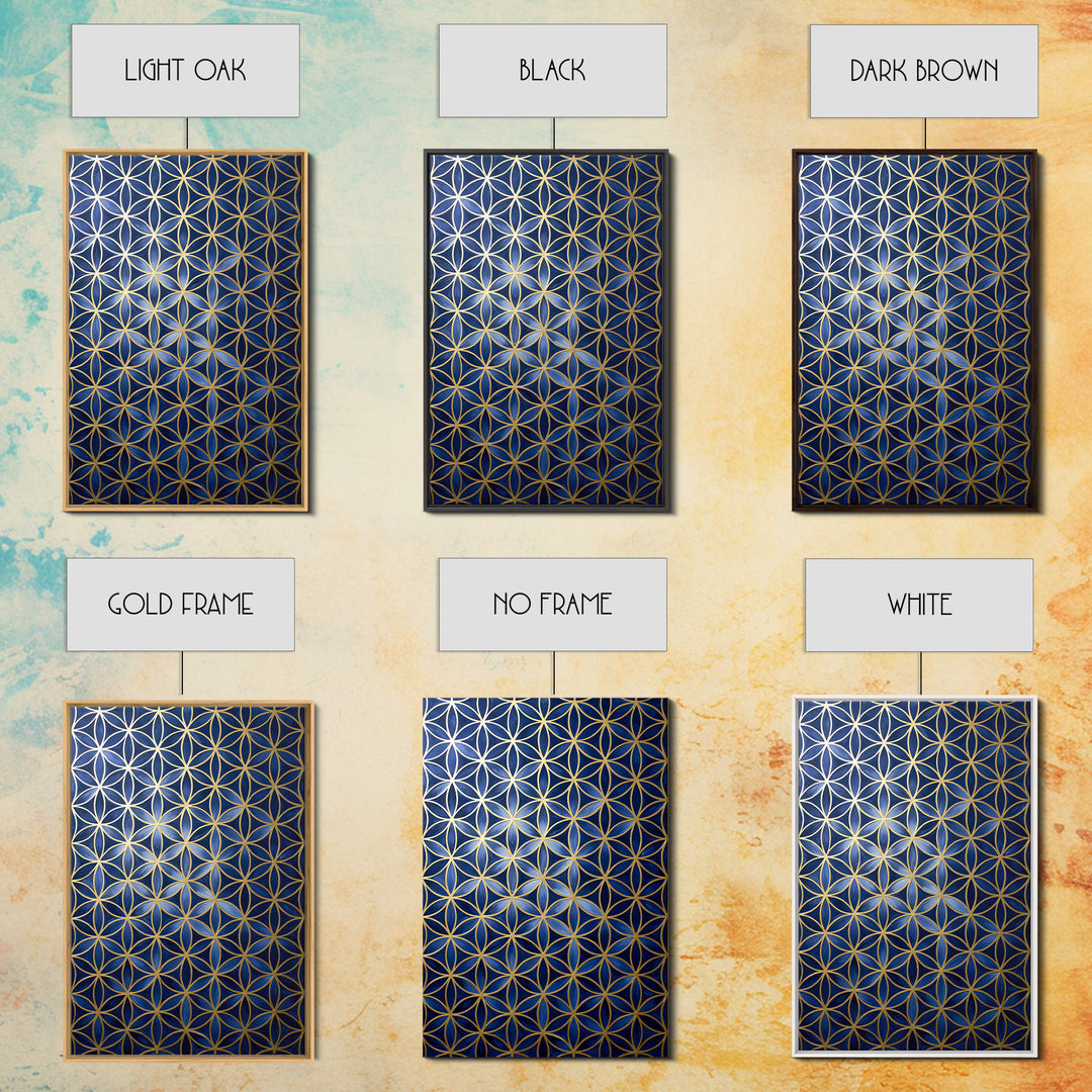 Flower of Life Pattern Framed Canvas Print, Sacred Geometry Art, Large Wall Art, Living Room Decor, Fine Art, Geometry, SGA-2x3-33