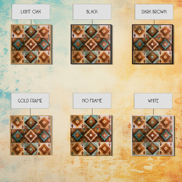 Navajo Geometric Pattern Framed Canvas Print, Southwestern Art, Western Wall Art, Southwestern Decor, Abstract Art, Mesa, SOU-1x1-52