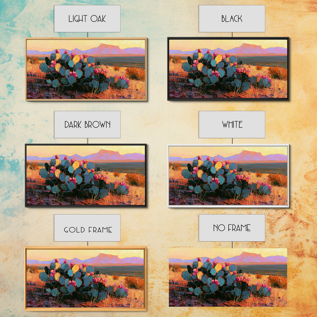 Prickly Pear Cactus Framed Canvas Print, Southwestern Art, Room Decor, Southwestern Decor, Fine Art, Mesa, Digital Wall Art, SOU-2x1-75