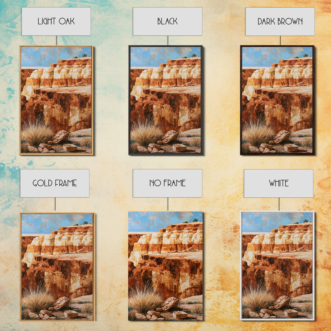 Abstract Canyon Layers Canvas Print, Southwestern Art, Wall Decor, Southwestern Decor, Oil Painting, Mesa, Boho Decor, SOU-2x3-50