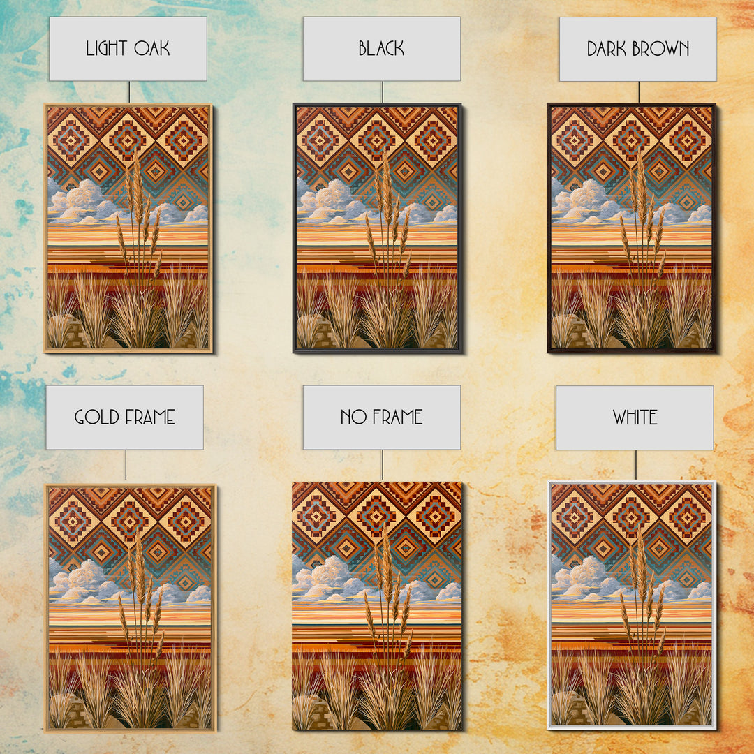 Navajo Geometric Pattern Framed Canvas Print, Southwestern Art, Original Art, Southwestern Decor, Abstract Art, Mesa, SOU-2x3-60