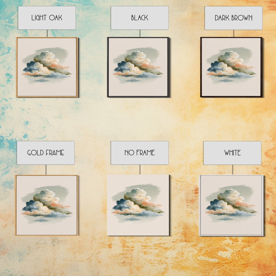 Soft Cloudscape in Cream and Sage Canvas Print, Spa Art, Wildlife Wall Art, Spa Decor, Watercolor Art, Serenity, SPA-1x1-13